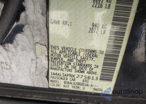 2013 Nissan Altima 2.5 S из США, поврежденный, VIN 1N4AL3AP9DC275613